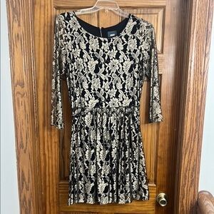 Elegant Black and Gold Floral Dress